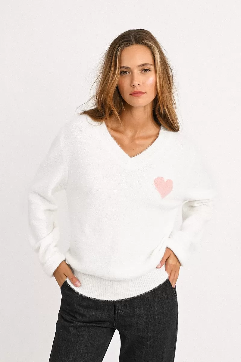 Sweat-shirt Femme Motif Cœur Avec Mains - Message D'amour Minimaliste, Coupe Ample, Plusieurs Coloris
