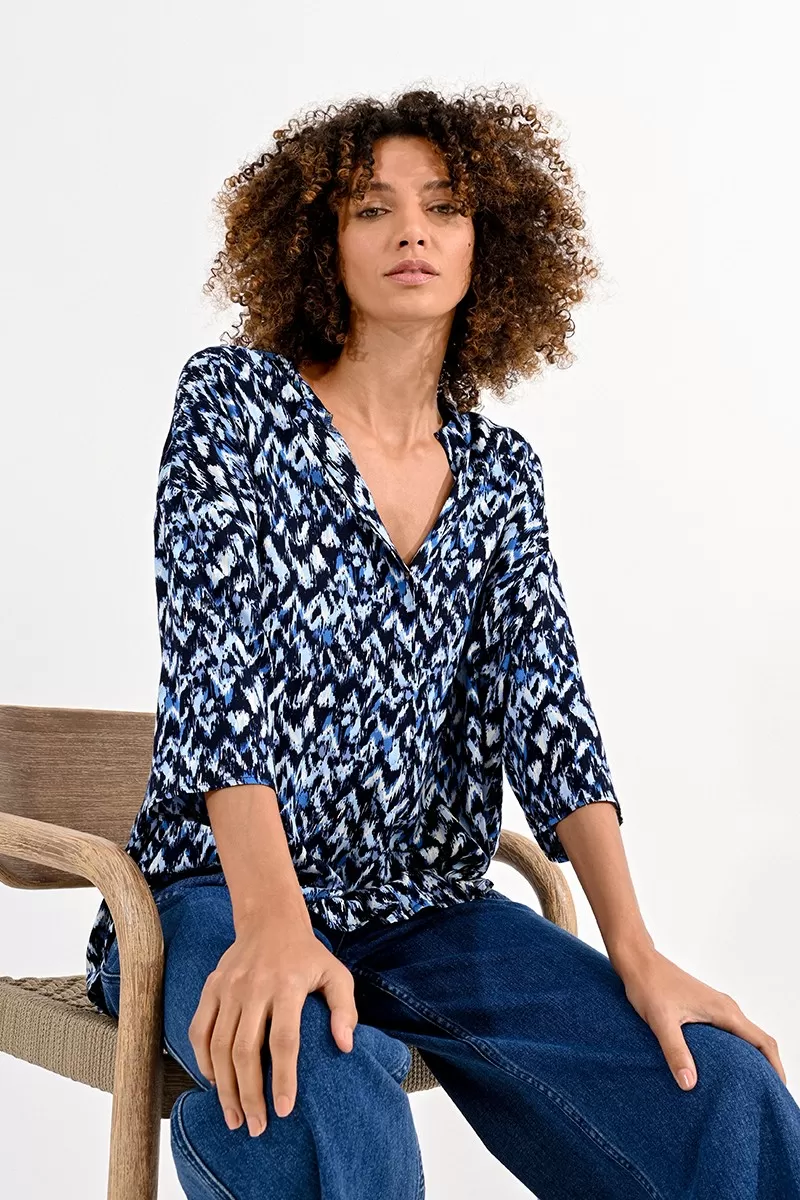 Top léger imprimé bleu