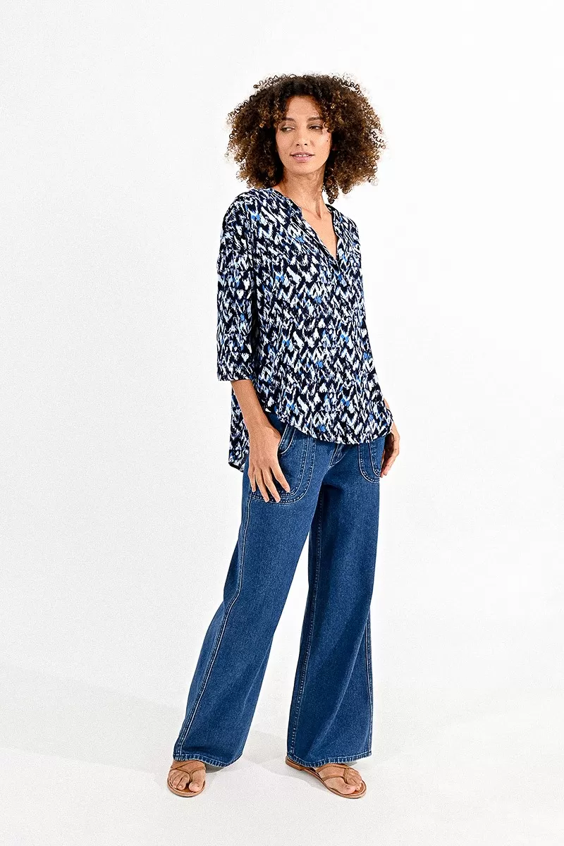 Top léger imprimé bleu 2