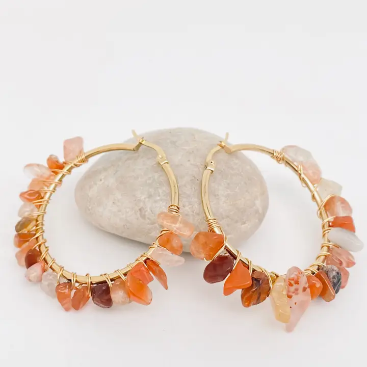 Créoles gravier naturel Agate rouge