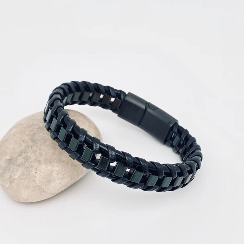 Bracelet homme engrenage noir