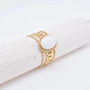 Bague dorée pierre naturelle – Image 3