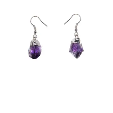 Boucles d'oreilles cristaux améthyste