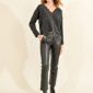 Pantalon droit simili-cuir