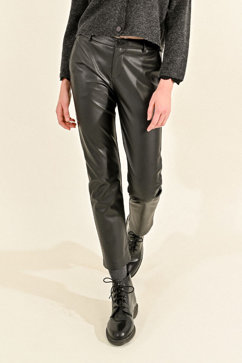 Pantalon droit simili-cuir 3