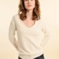 Pull dentelle col V