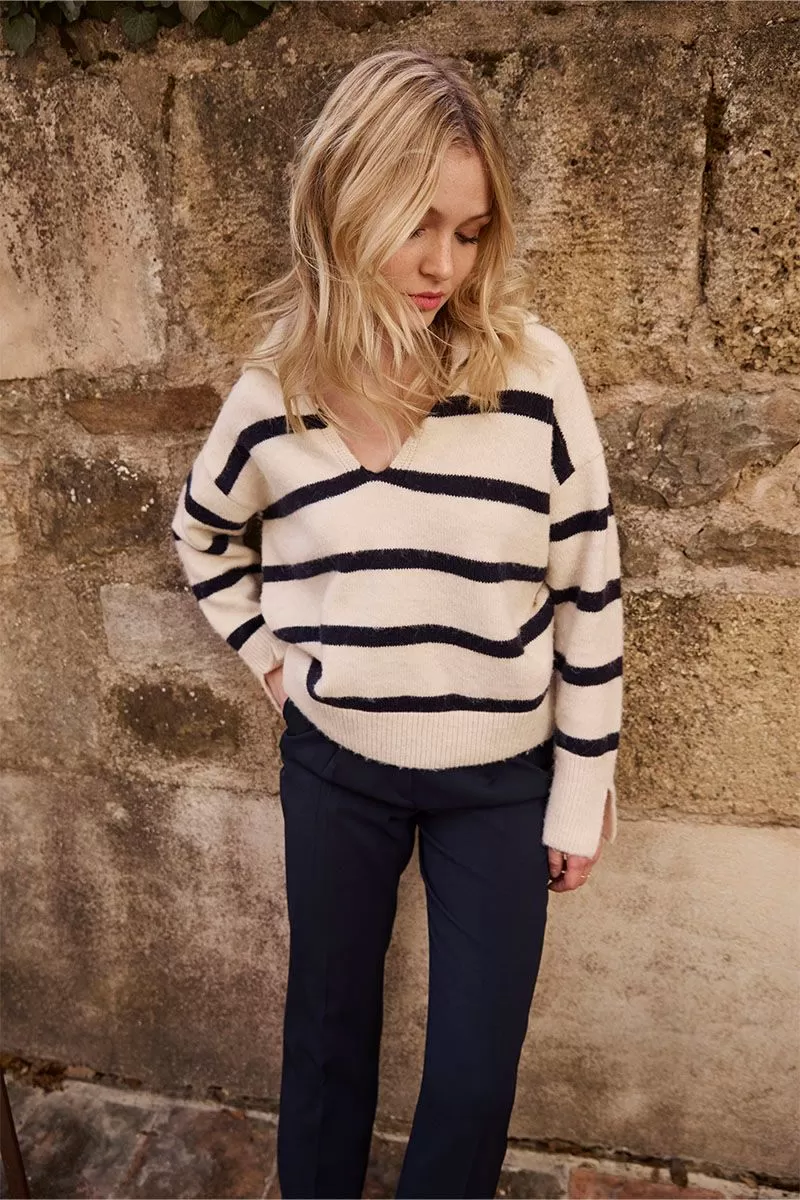 Pull esprit polo rayé