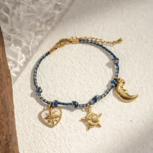 Bracelet corde tressée breloques