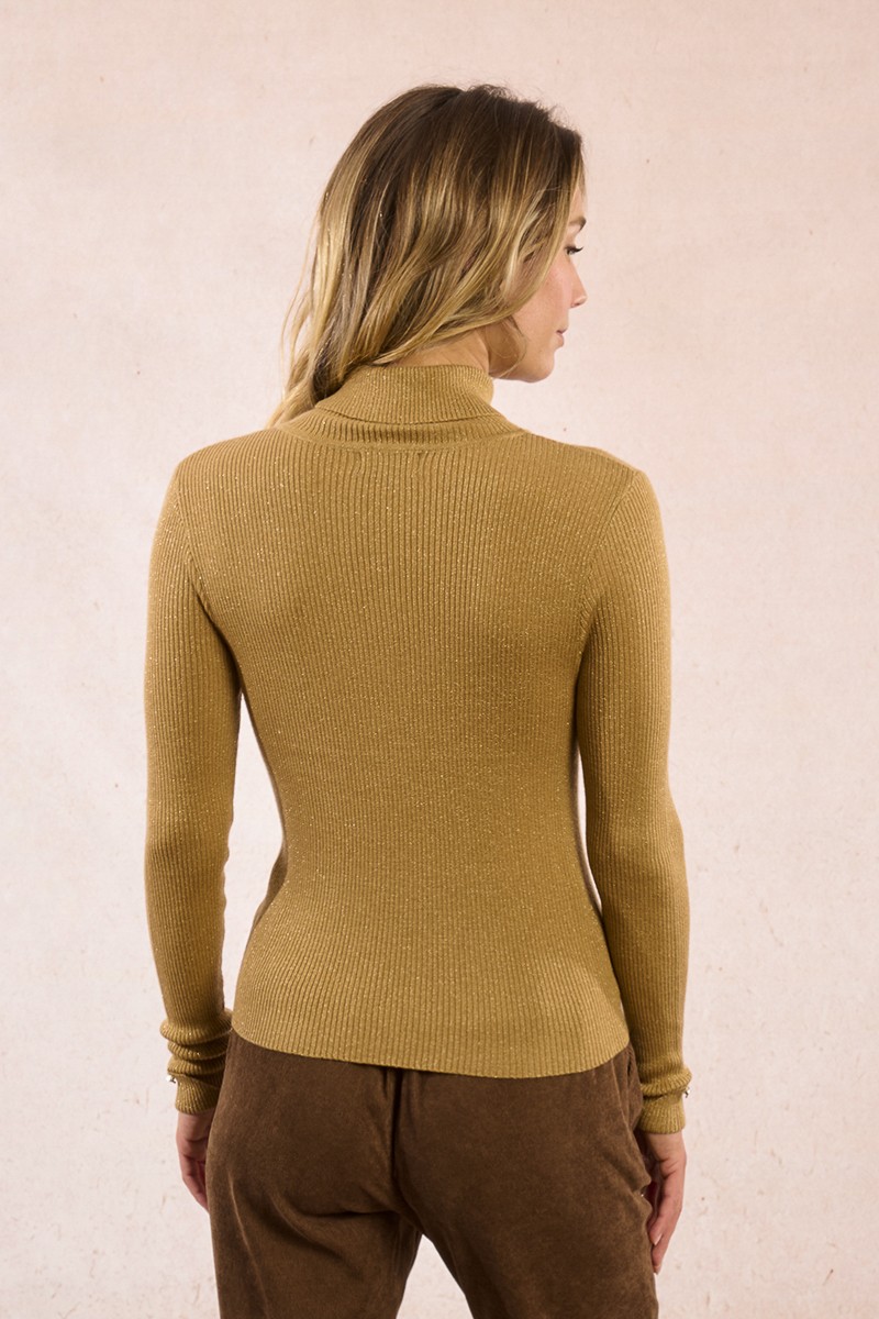 Col roulé irisé en maille côtelée