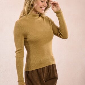 Col roulé irisé en maille côtelée