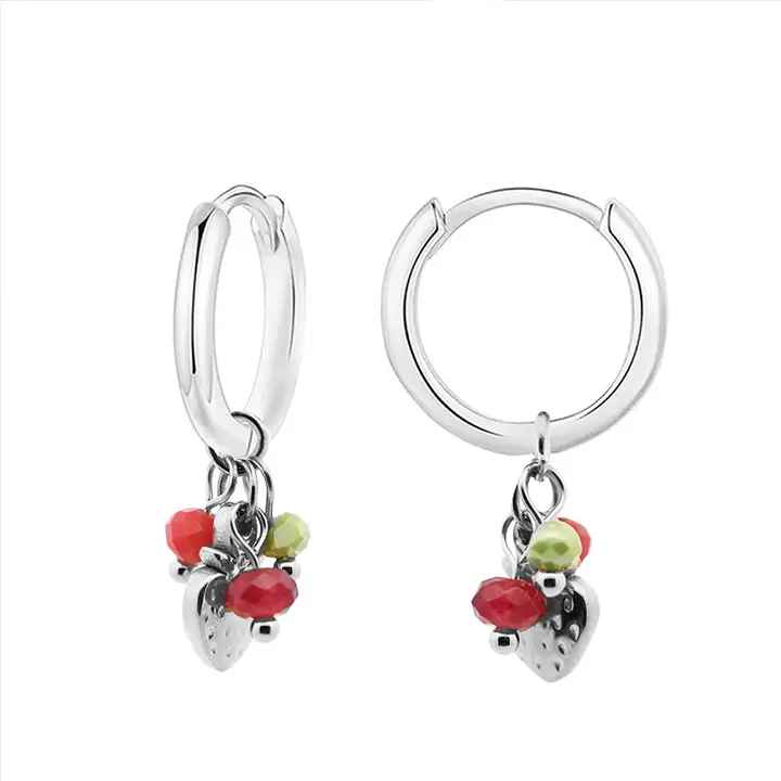 Boucles d’oreilles fraise et perle