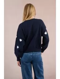 Pull coeur en relief