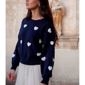 Pull coeur en relief