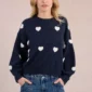 Pull coeur en relief