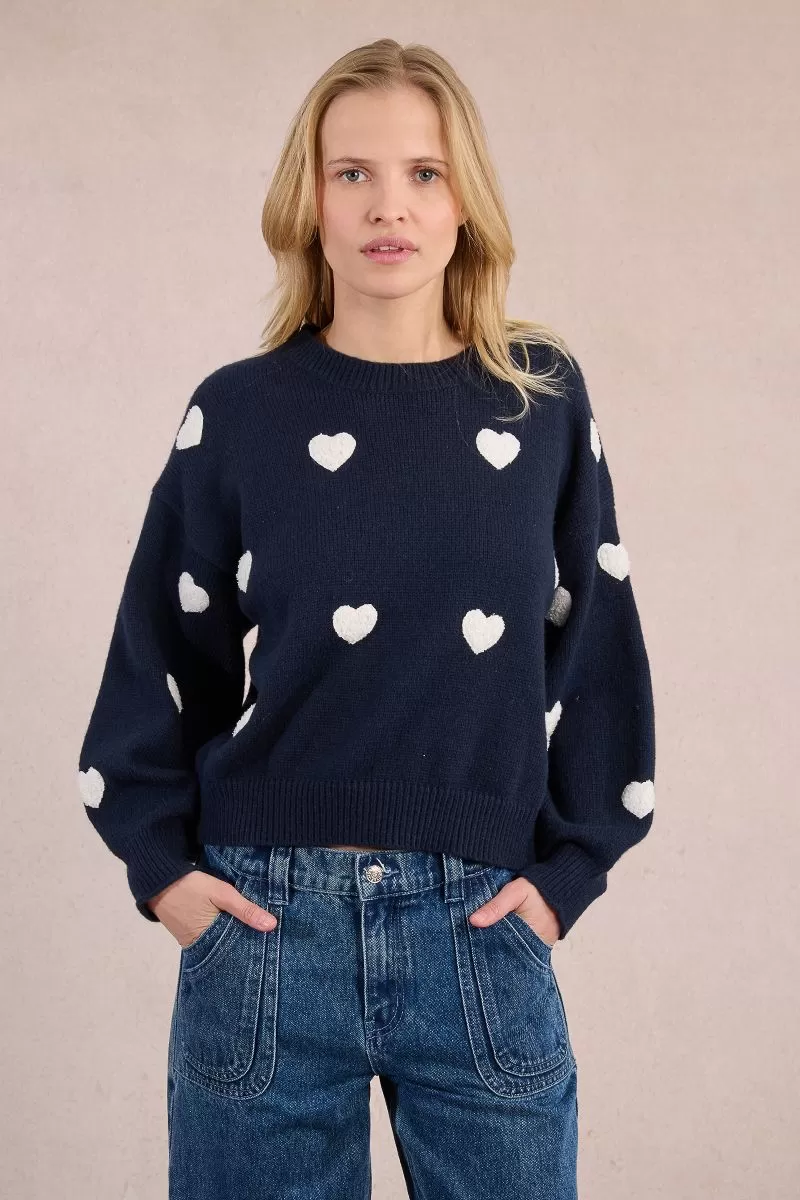 Pull coeur en relief