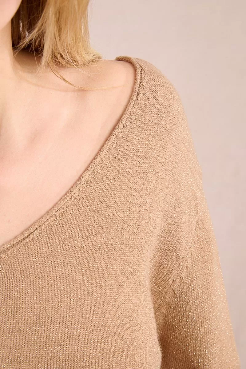 Pull col V maille irisée