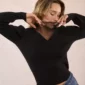 Pull bi-matière manches bouffantes