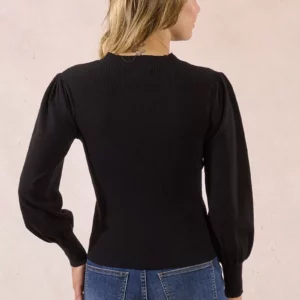 Pull bi-matière manches bouffantes