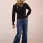 Pull bi-matière manches bouffantes