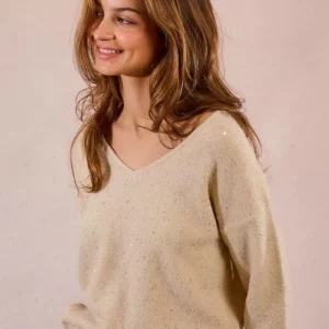 Pull en maille sequins col V