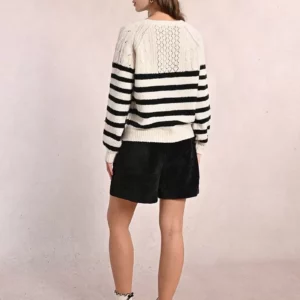 Pull rayé buste ajouré