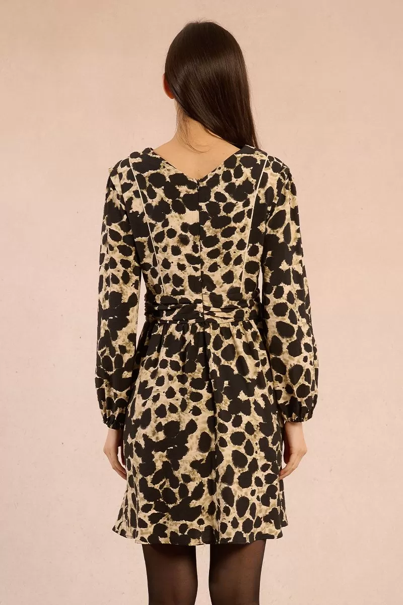 Robe courte plissée léopard
