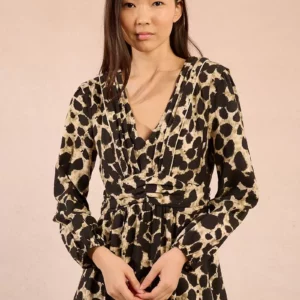 Robe courte plissée léopard