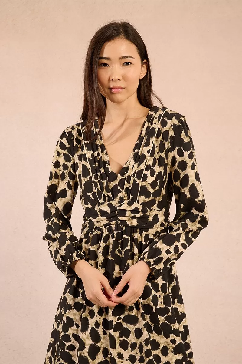 Robe courte plissée léopard