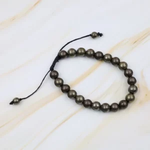 Bracelet macramé pierre naturelle de Pyrite