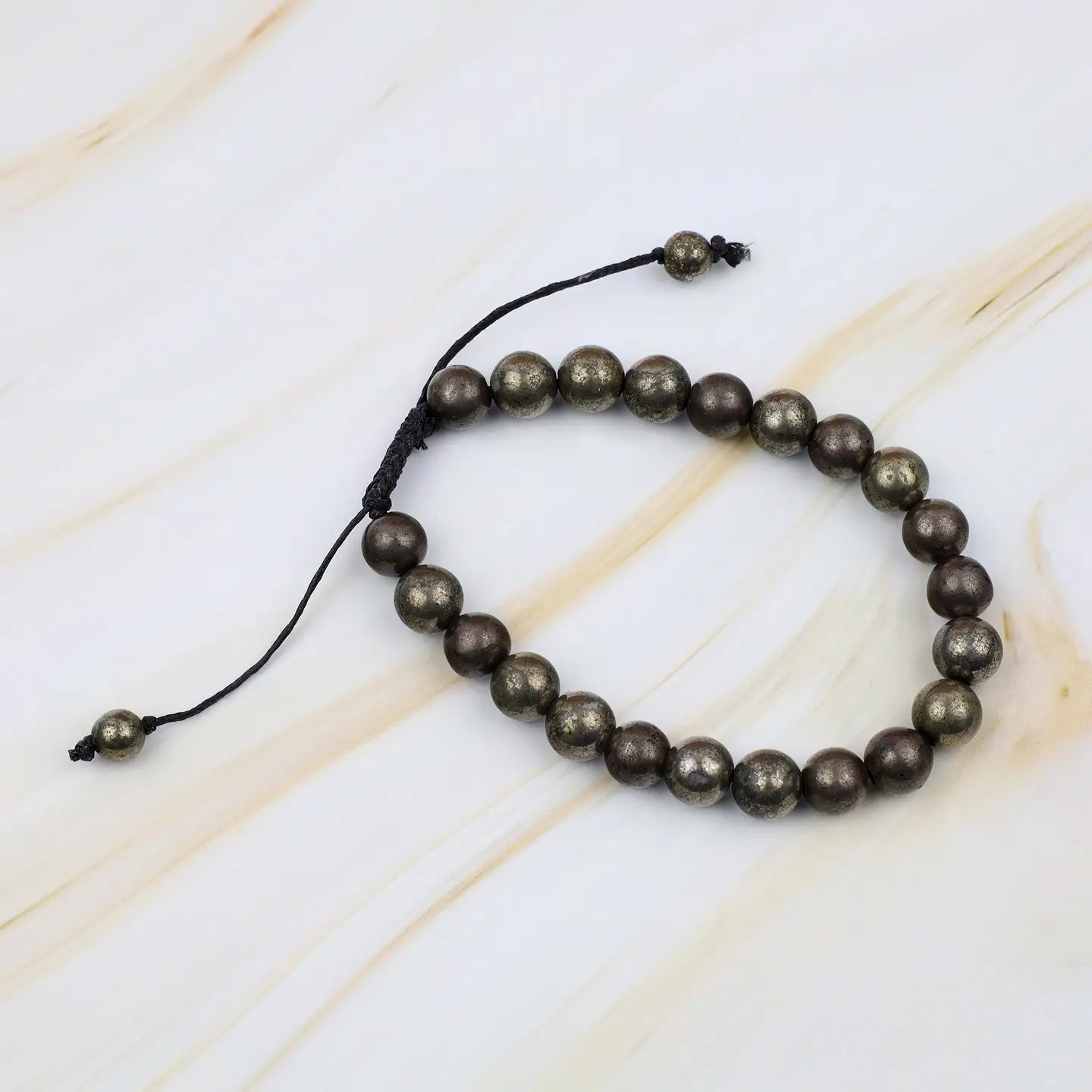 Bracelet macramé pierre naturelle de Pyrite